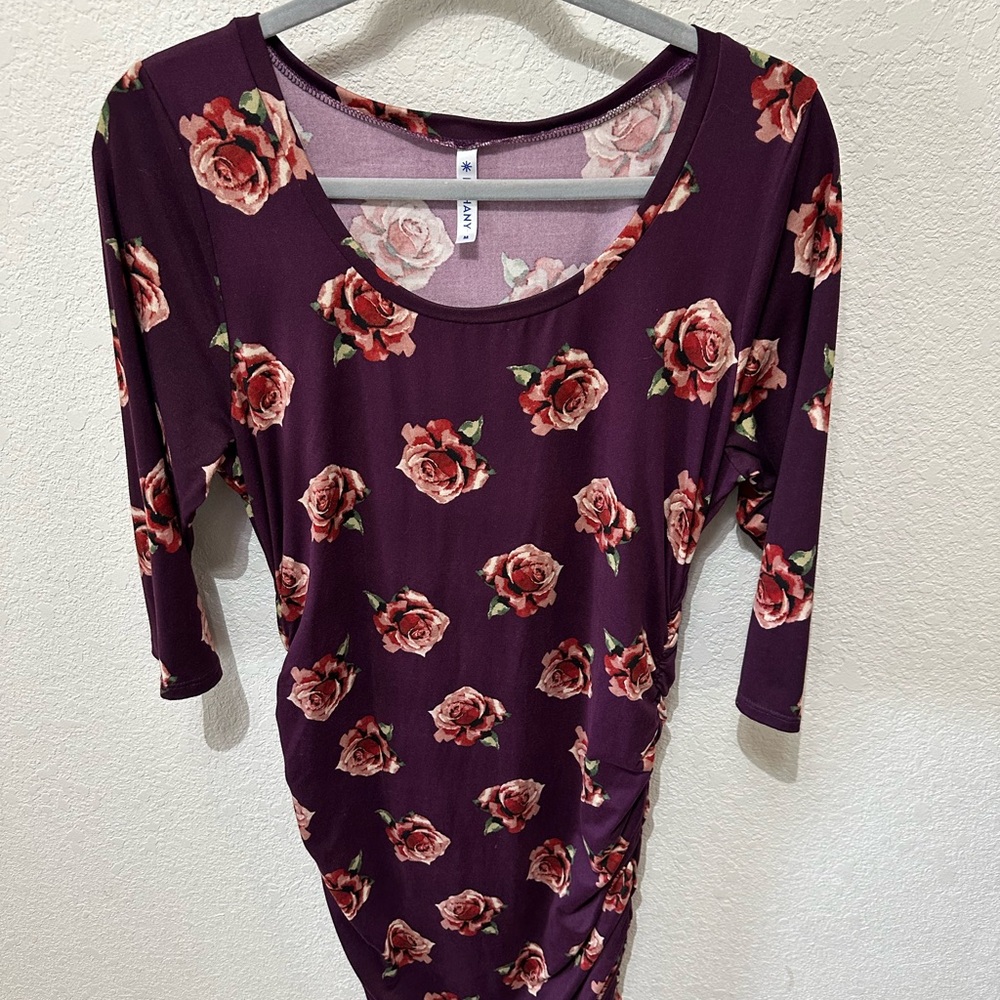 Piphany Purple Dress with Rose Pattern